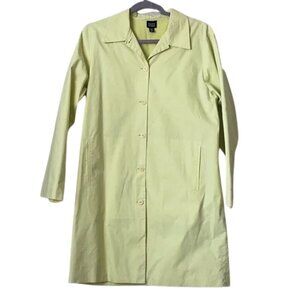 Flawed - Eileen Fisher Light Lime Green Trench Coat Sz. S